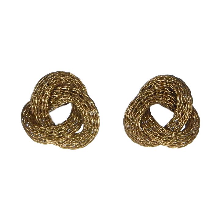 Viking Knit Love Knot Earrings for wholesale by Sarah Cavender Metalworks