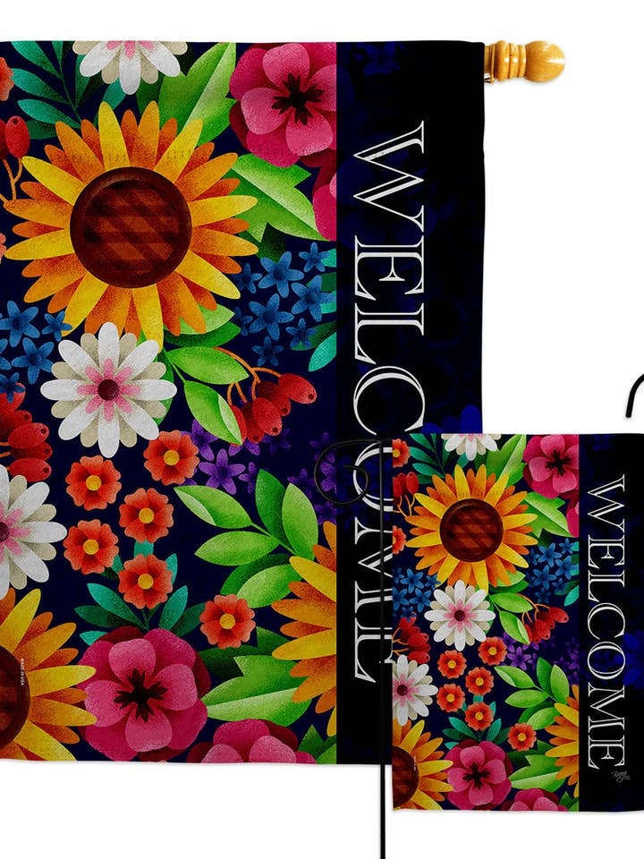 Flag Flower Blooming Welcome Sweet Home Floral Garden House for wholesale by Two Group Flag Co