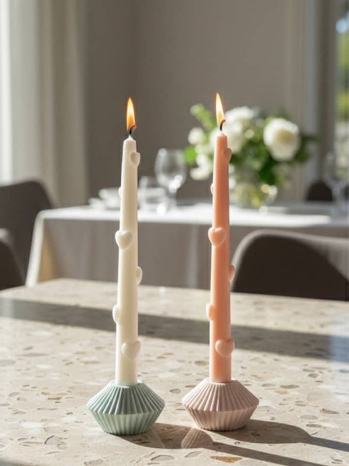 The Amour Taper | Heart-Embossed Soy Candle for wholesale by CandlesCo Australia
