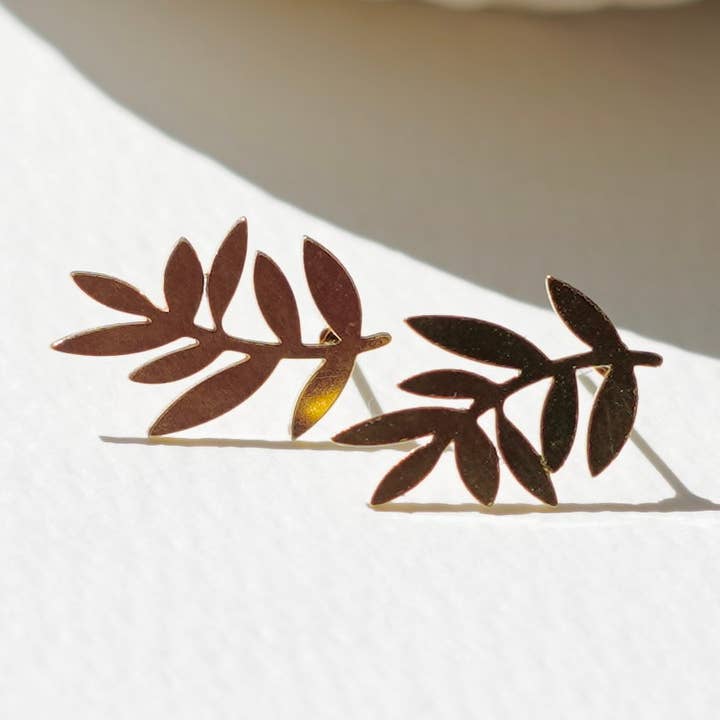 Botanical Collection | Flutter Leaf Studs for wholesale by Copper Bee