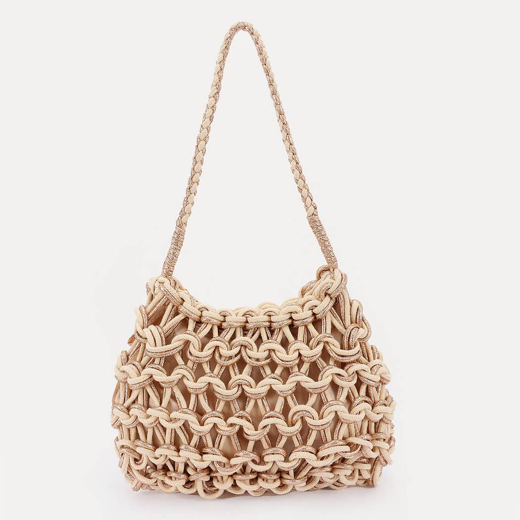 3AM BY H&D ACCESSORIES - Wholesale Strandtas - Handgemaakte Metalen en Katoenen Gevlochten Tas1