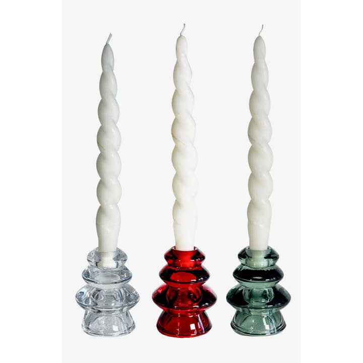 3.75" Glass Christmas Tree Taper Candle Holder for wholesale by Opportunities