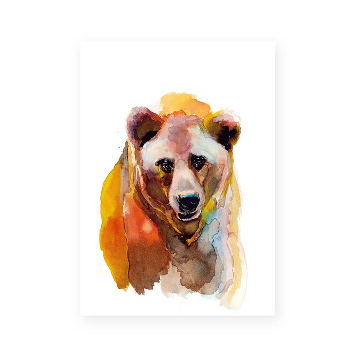Brown bear postcard for wholesale by Veer illustratie