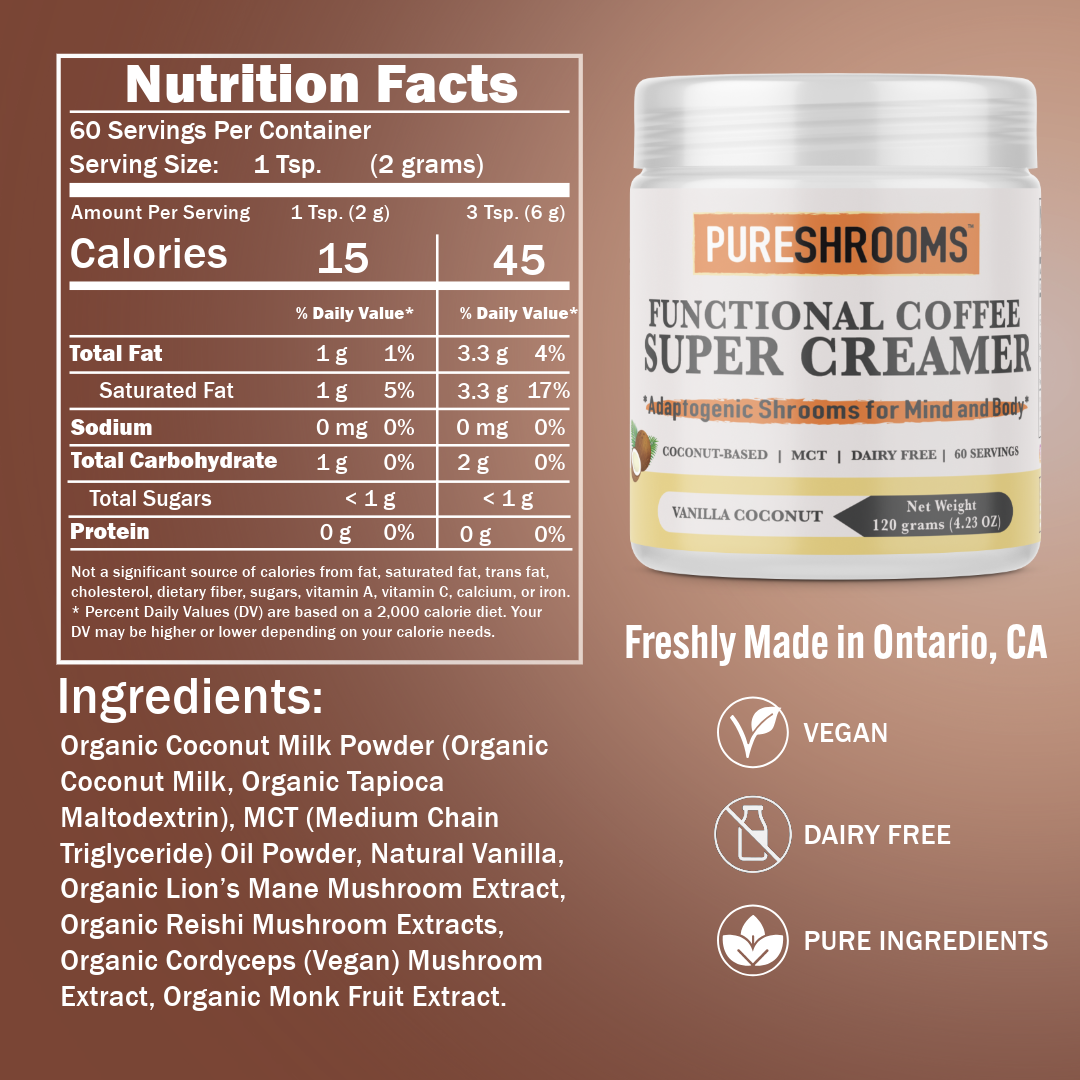 PureShrooms Inc. - Wholesale Creamer - Super Coffee Creamer (Vanilla) |Best Seller | 60 Servings3