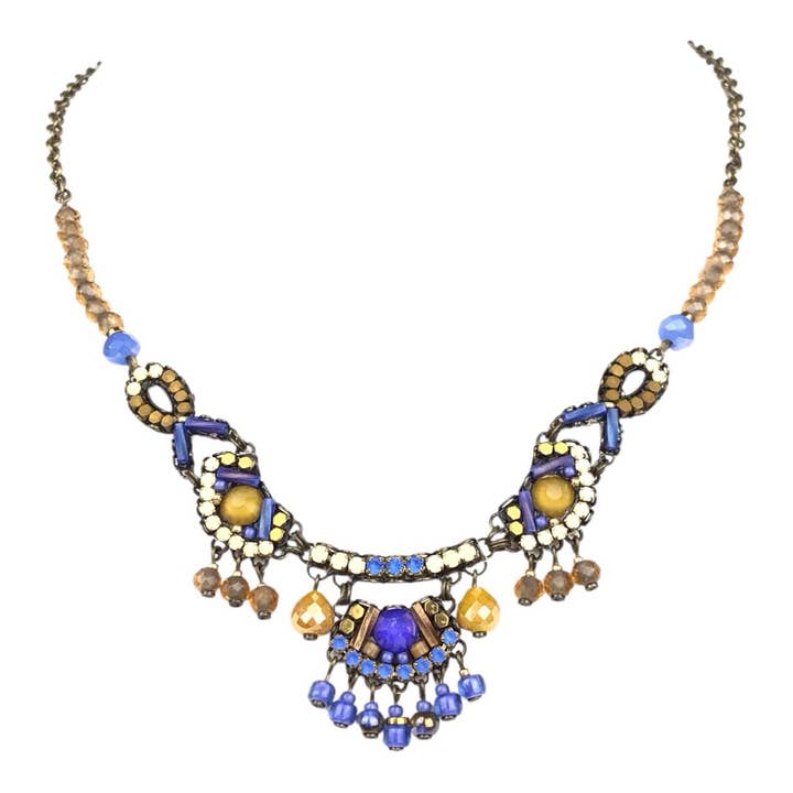 Collana stile girocollo di cristalli INDIGO per la vendita all'ingrosso da parte di melizijewelry