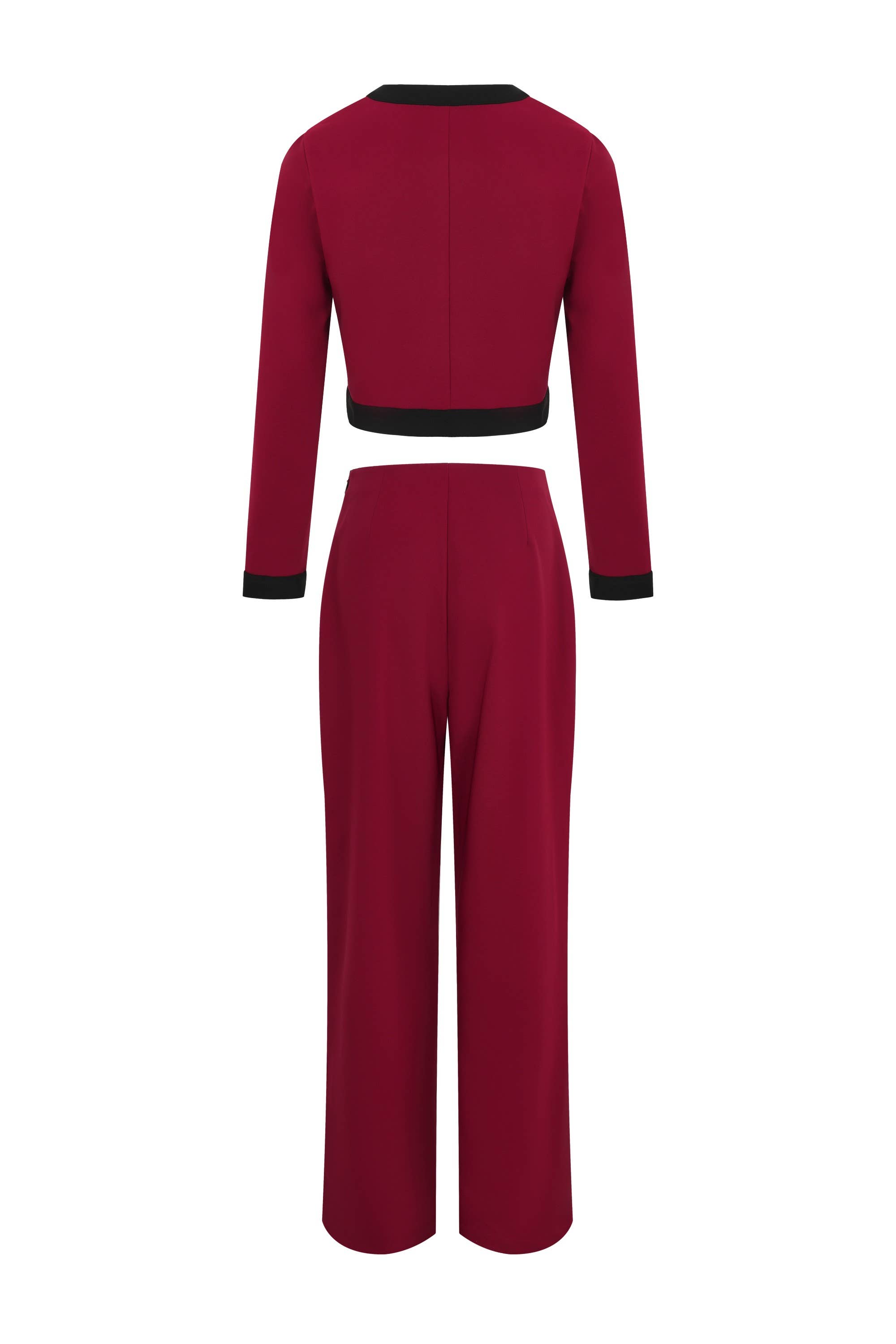 Wine Élégance Structurée Long Sleeve Top & Pants Set for wholesale on Faire1