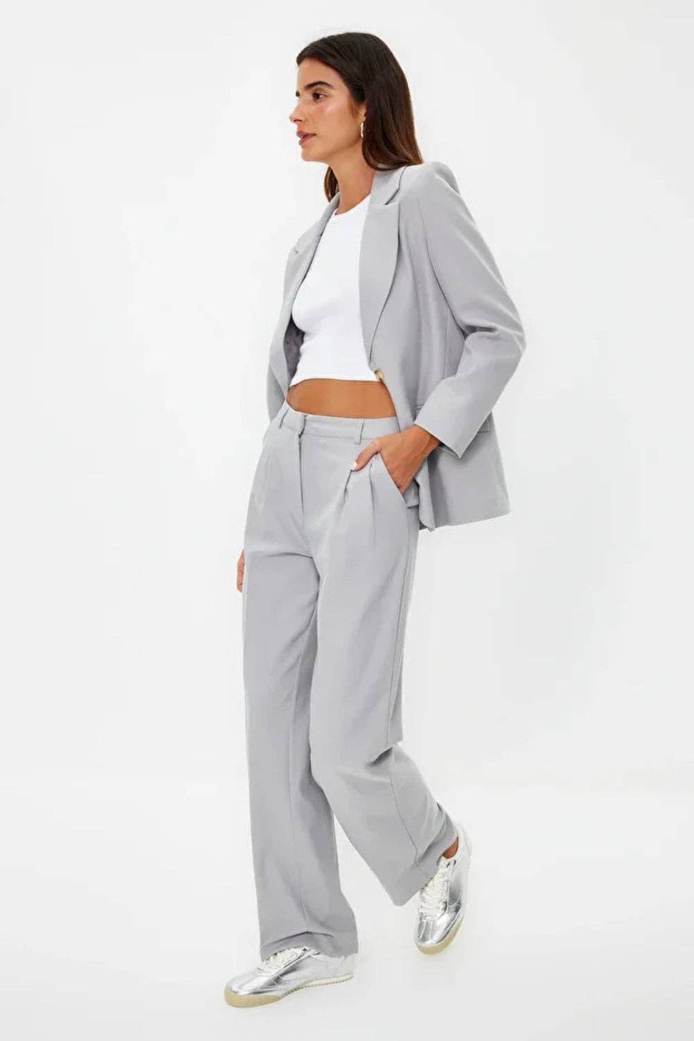 Hoxton Gal - Wholesale Broek - Dames - Recht gesneden geplooide geweven broek9