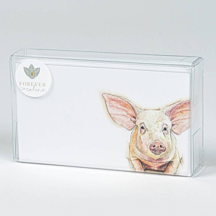 Pig Tiny Cards w/ Original Art | Pack of 60 "Love Notes" for wholesale by Forever Caroline LLC