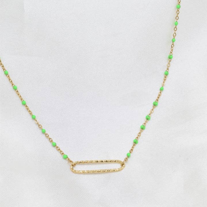 Collier émail en acier inoxydable - BJ210257OR-VR pour la vente par Kapyco