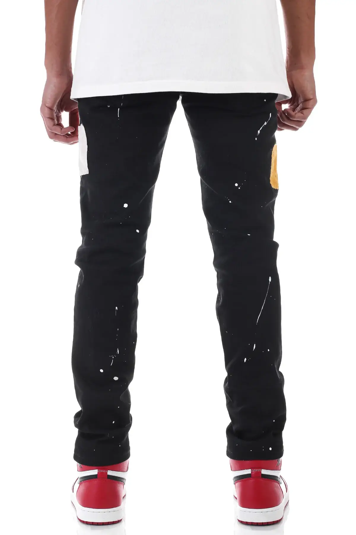 KDNK – calças de ganga - Homem por atacado – CALÇAS DE GANGA EM CAMURÇA COM RETALHOS2