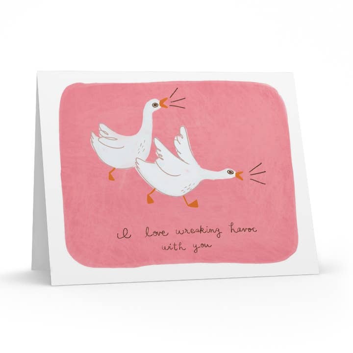 Romantic/Friendship Goose Card for wholesale by Lunaludraws