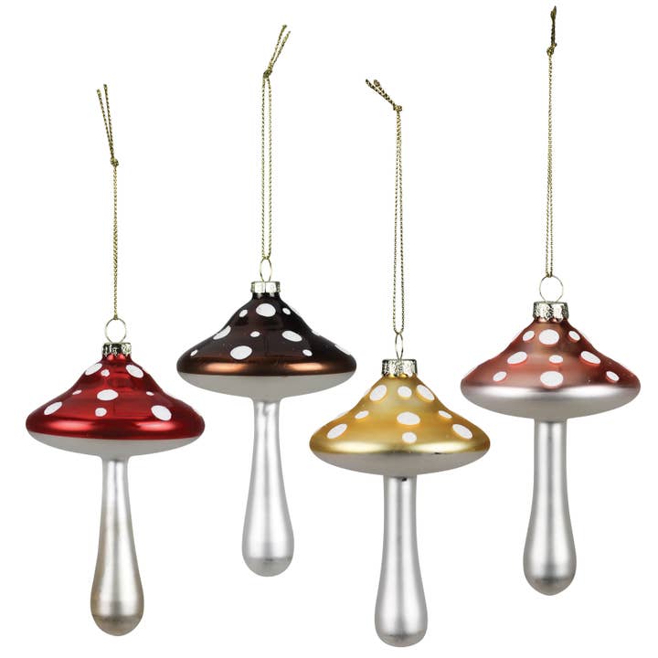 Adorno con forma de hongo, cristal, juego de 4 Caja: 11x5x3 para venta al por mayor de HomArt