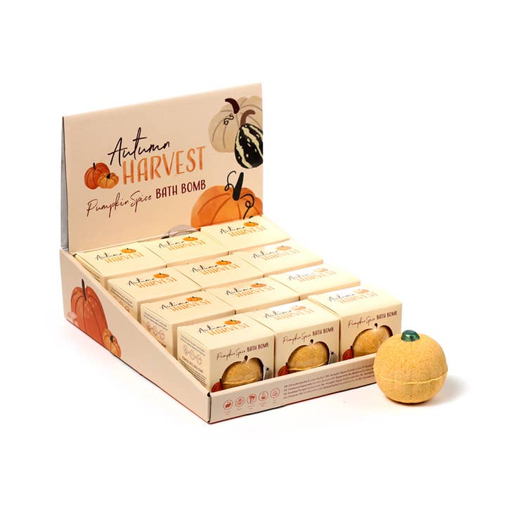 Puckator Ltd – wholesale Bath bomb/fizz – Autumn Harvest Pumpkin Shaped Bath Bomb in Gift Box