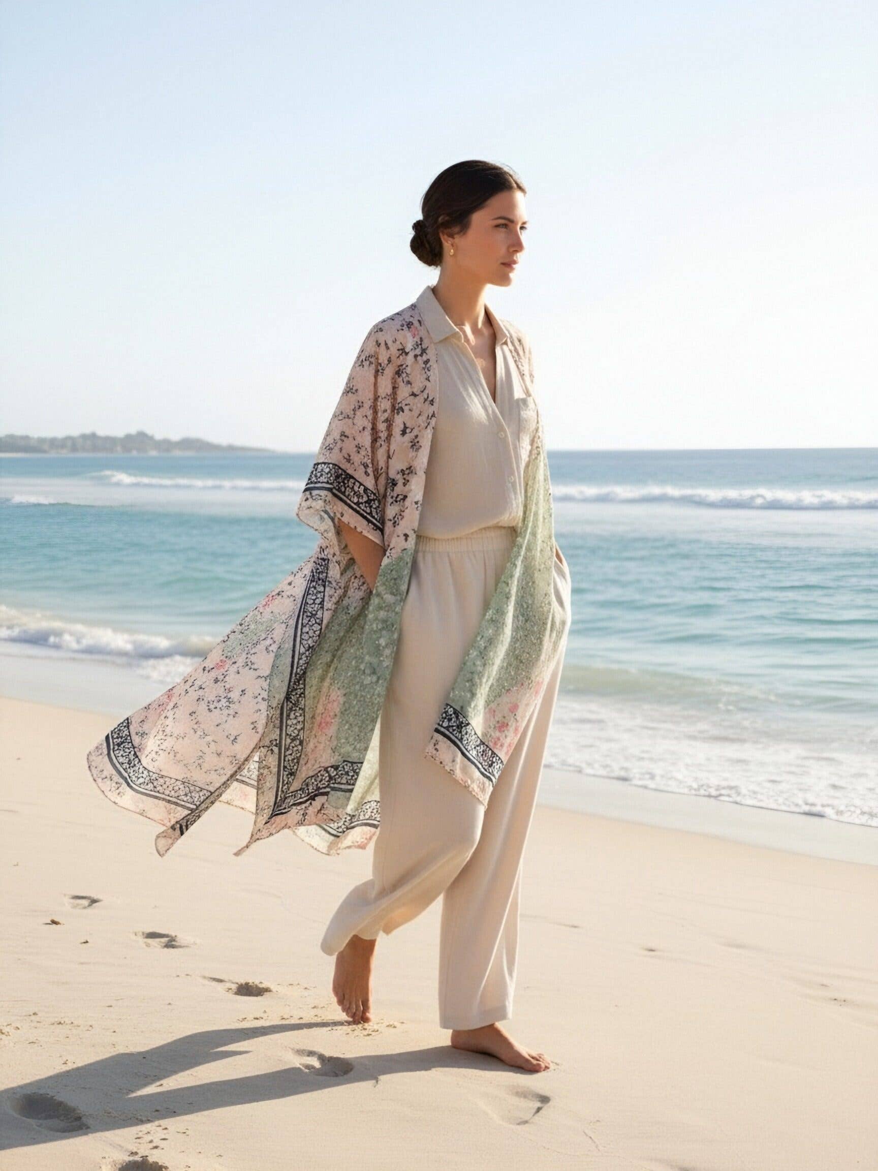 JC Sunny Fashion – wholesale Kimono – Women's – Pink-Aqua Daisy Patchwork Kimono6