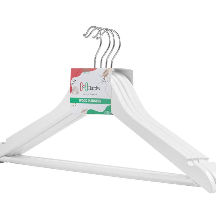 White Wooden Hangers adult Anti-Slip (4 Pcs Per Paper Sleeve for wholesale by DEILSY