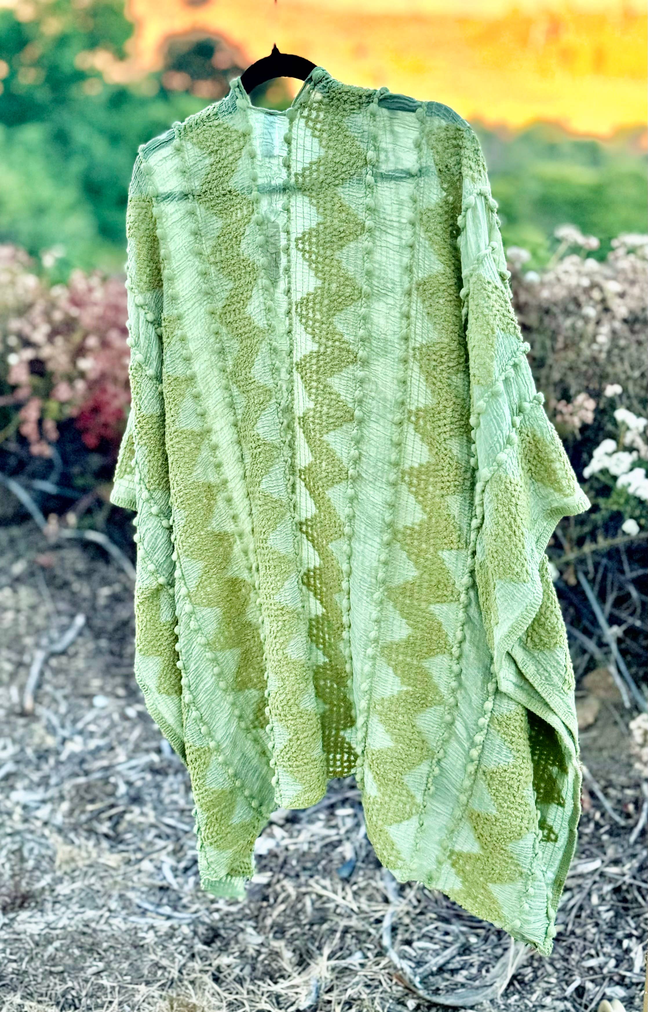 Justin & Taylor - Wholesale Kimono - Women's - Puffer-Up | Soft Textured Cover-Up Kimono With Pom Detail71