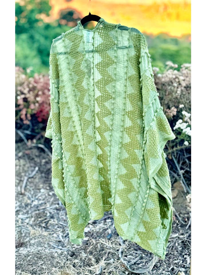 Justin & Taylor - Wholesale Kimono - Women's - Puffer-Up | Soft Textured Cover-Up Kimono With Pom Detail71