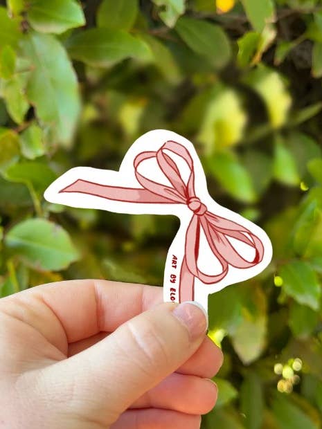 Pink Bow Sticker for wholesale by Art By Elowyn