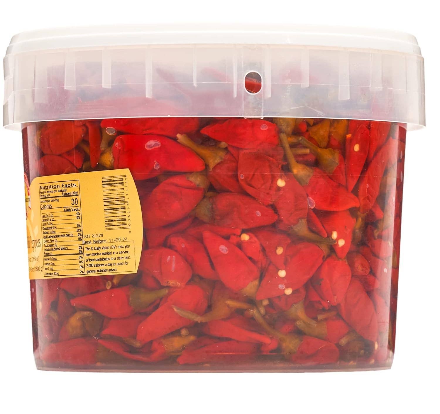 Wholesale Italian Food - Wholesale Dried Spice - Tutto Calabria, Whole Calabrian Chili Peppers Tub - 93.4 oz1