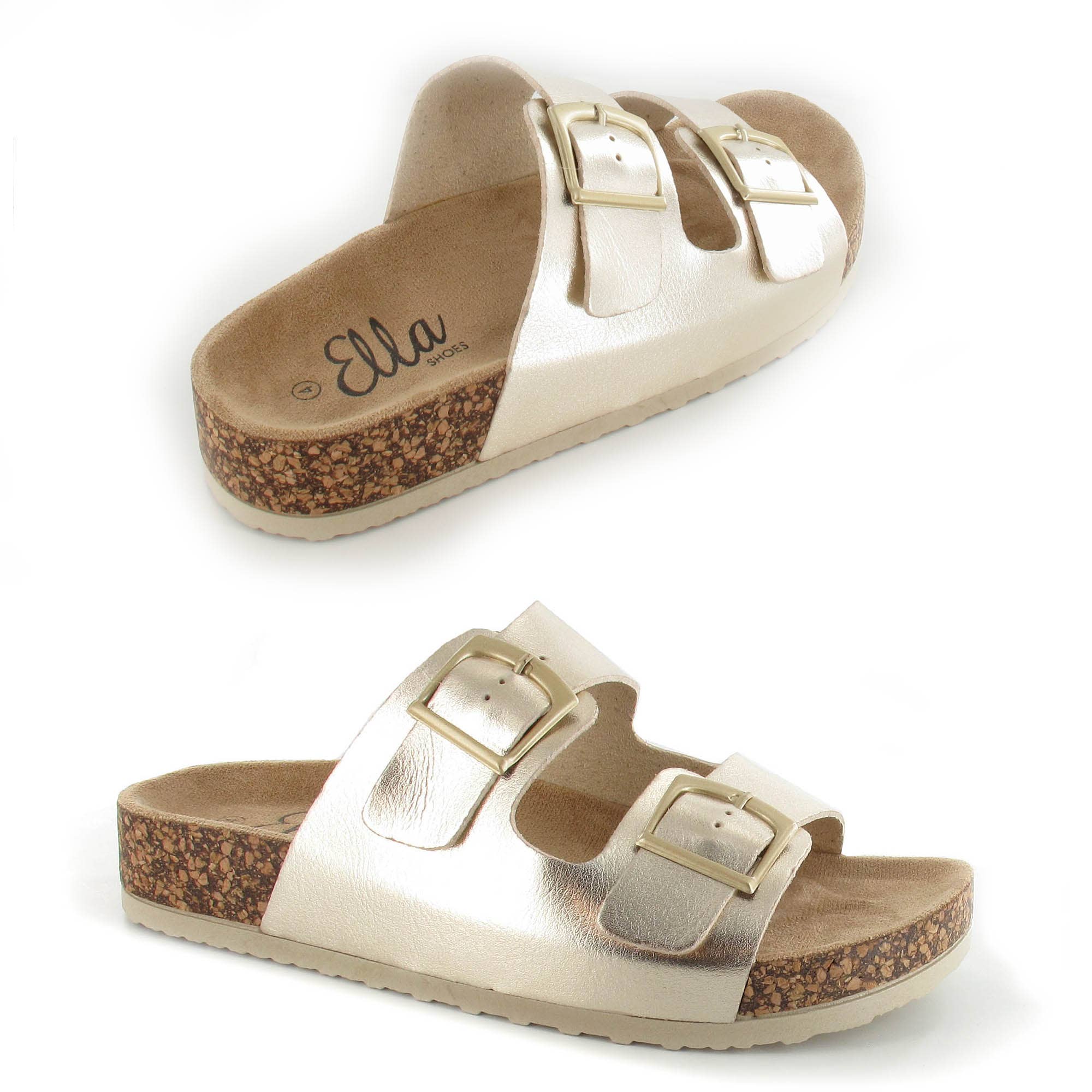 Ella Shoes Ltd – wholesale Sandals – Women's – Bronte: Women's Double Buckle Two Strap Slides2