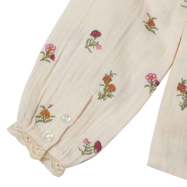 Bonheur du Jour - Wholesale Button Down Shirt - Kids - Lenny Blouse - Ecru / Rosy8