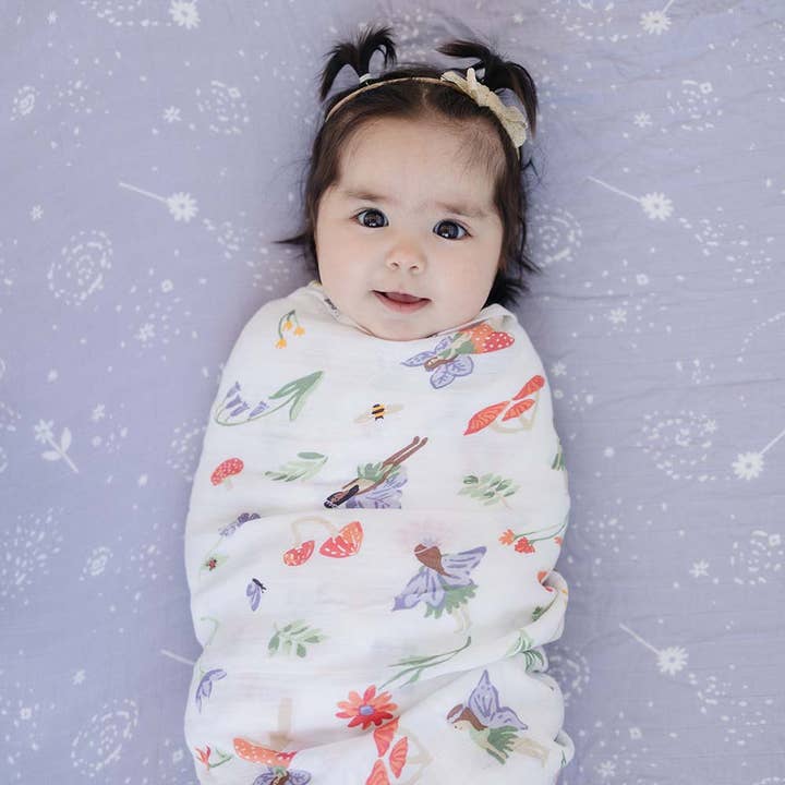 Bebe au Lait - Wholesale Swaddle Set - Baby - Woodland Fairy + Fairy Dust Oh-So-Soft Muslin Swaddle Set4
