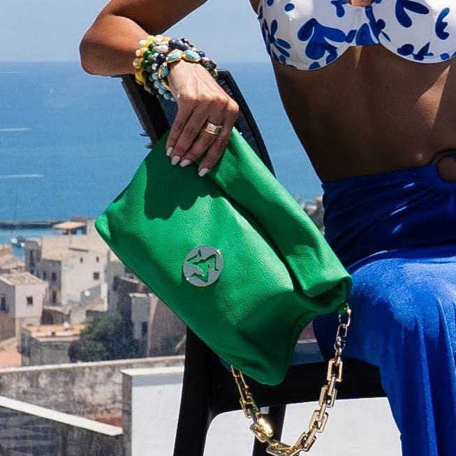 Sicily Verde Leather Handbag for wholesale by Oriana Lamarca Designs