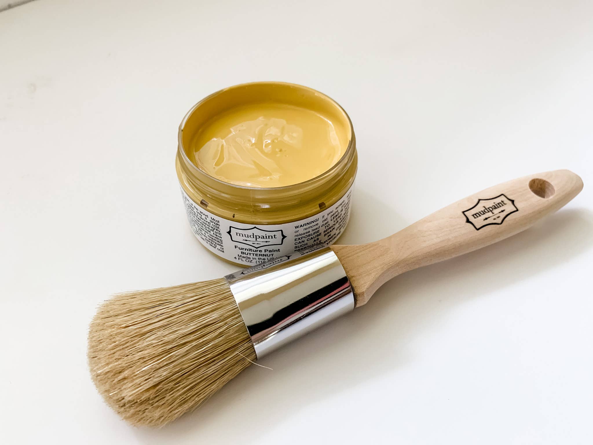 MudPaint - Wholesale Paint/Wax Brush - 1" Natural Bristle Paint Brush - with MudPaint Logo3