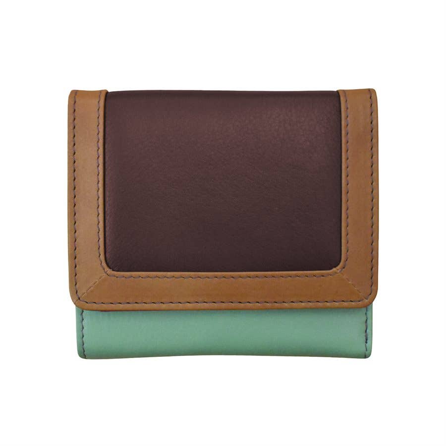 ili New York - Venta al por mayor Cartera - Mujer - Cartera de cuero con tres pliegues y bloques de colores 78246