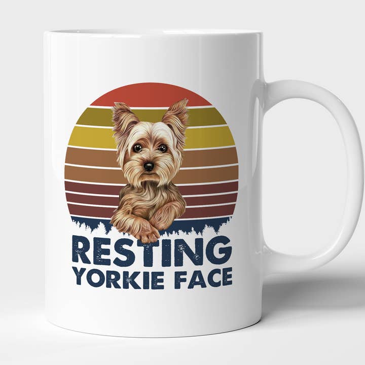 Resting Yorkie Face Retro Vintage Mug, Gift for Yorkie Owner for wholesale by AJCanvasPrints