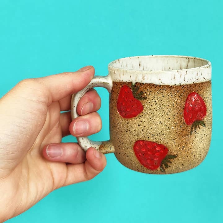 Osso Ceramics - Wholesale Coffee Mug - Strawberry Stamped Mug