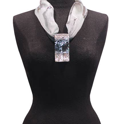 Anne B. Accessories - Wholesale Scarf - Women's - Scarf Pendant Scarf Ring Buckle MotherOfPearl 100cmx4.75cm6