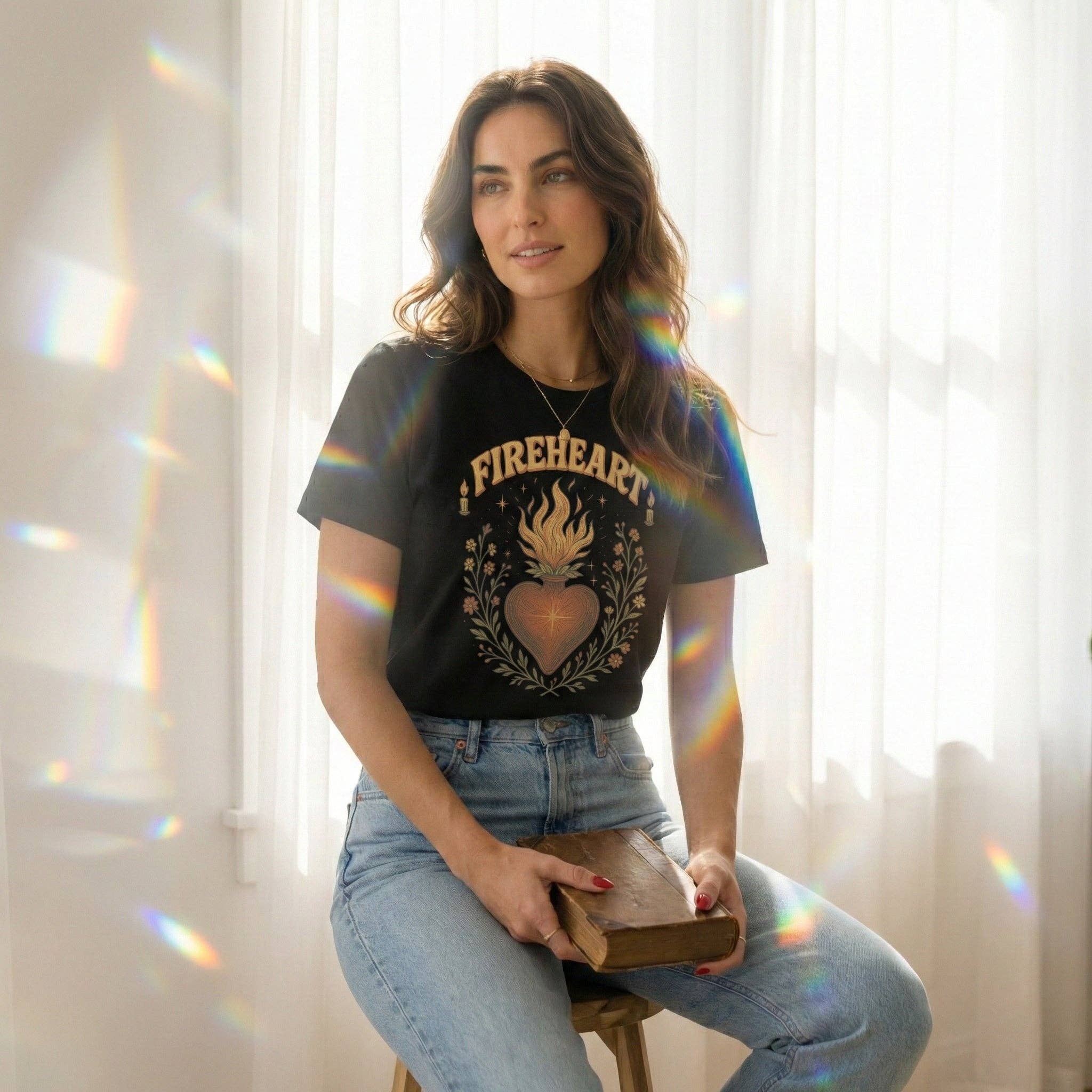 MagicMerchEmporium - Wholesale Screen Printed T-Shirt - Unisex - Fireheart Sacred Heart Tee14