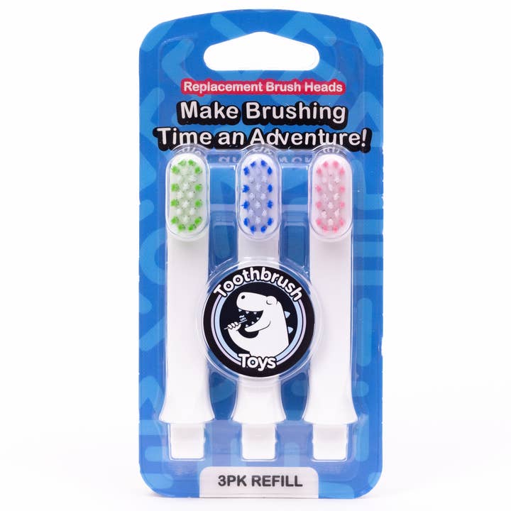 Toothbrush Toys 3-pack Multicolor Replacement Brush Heads for wholesale by Toothbrush Toys