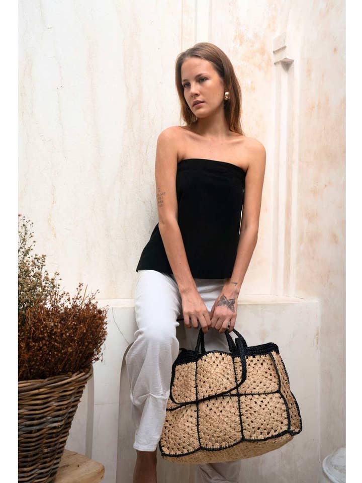 Sac cabas en raphia Carrey pour la vente par ZanatanyConcepts