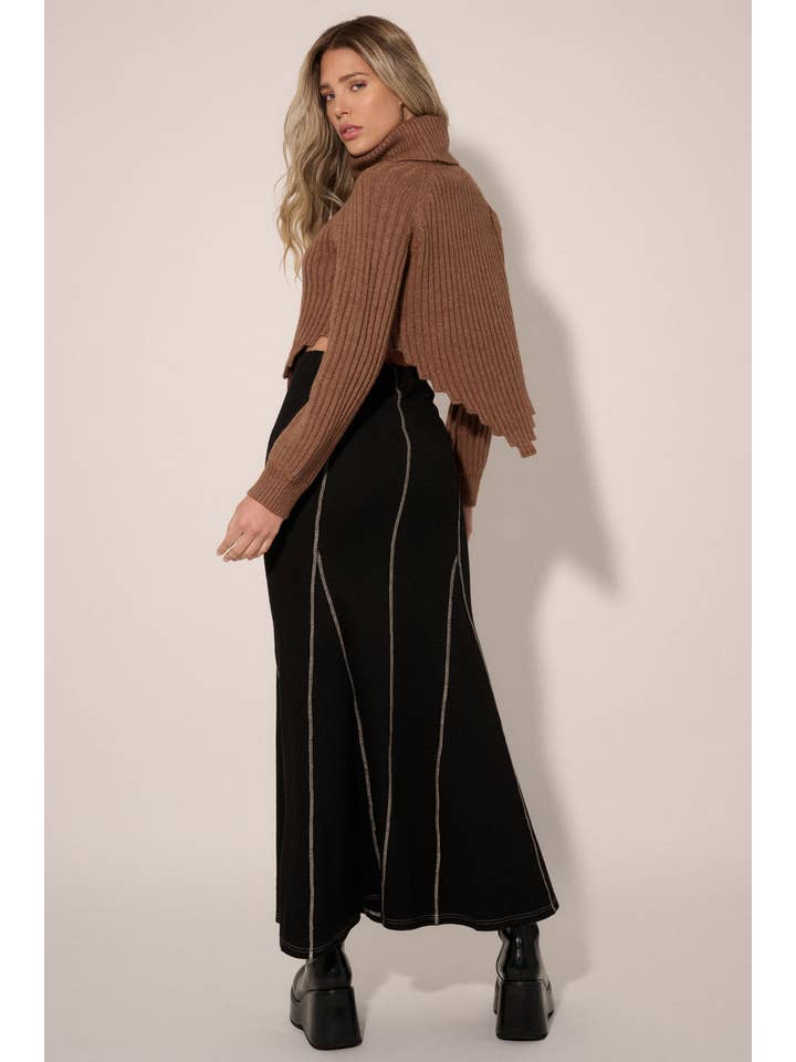 Promesa USA - Wholesale Skirt - Women's - Solid Inverted Seam Flared Maxi Skirt11