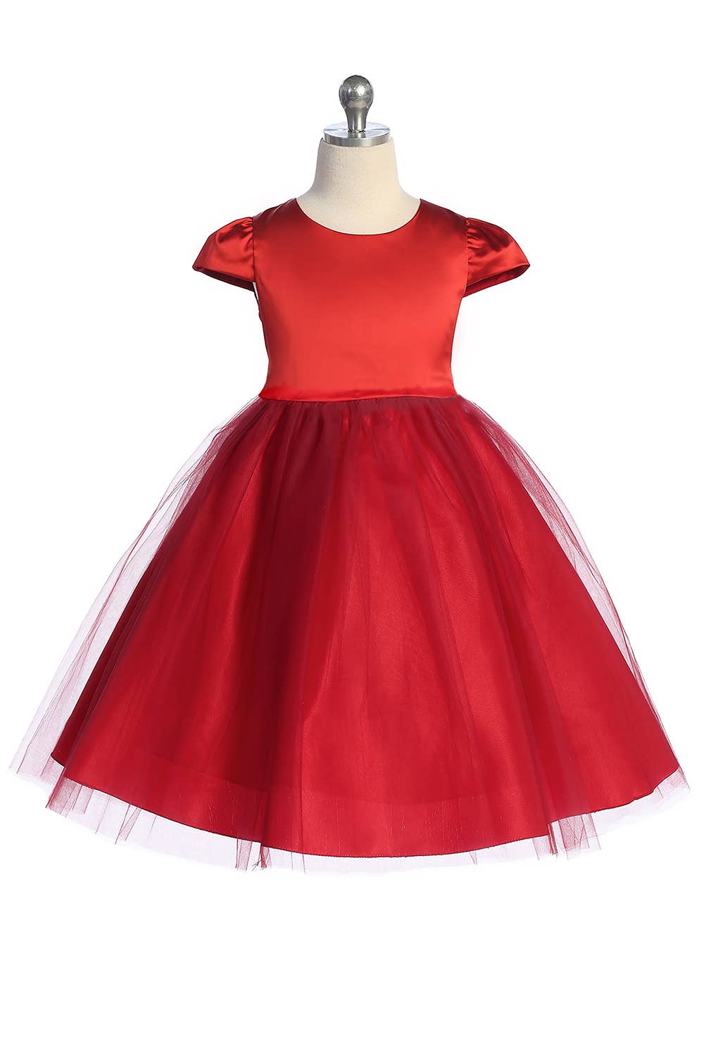 Kid's Dream - Wholesale Dress - Kids - Capped Sleeve Satin & Tulle Girls Dress with Plus Sizes2