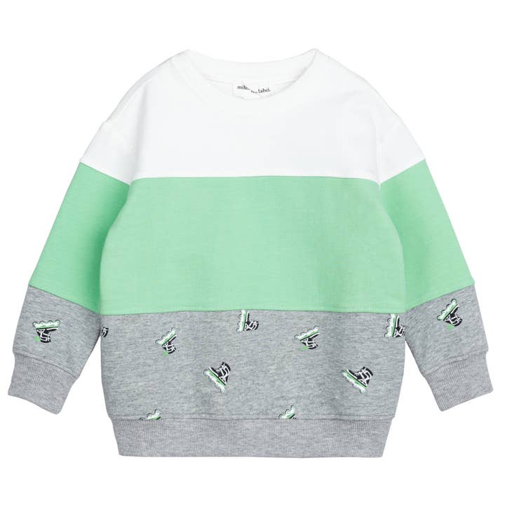 Inline Blade Print Color Block Baby Sweatshirt for wholesale by Miles the Label