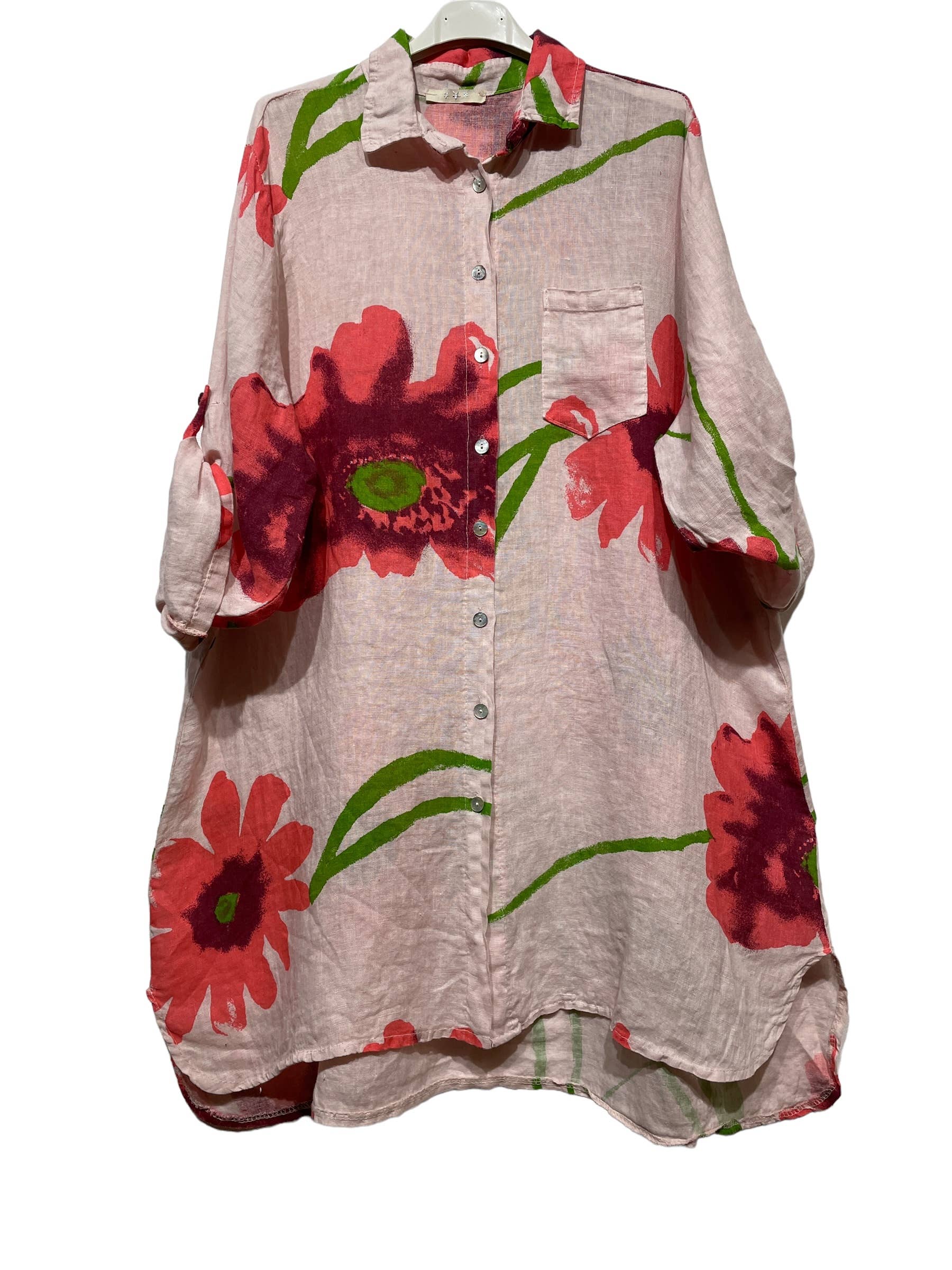 LINEN & COTTON HOUSE - Wholesale Button Down Shirt - Women's - 46102 FLORAL LINEN SHIRT2