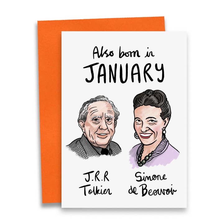 Author Birthday Card for January | Book Lovers for wholesale by Debmon Design