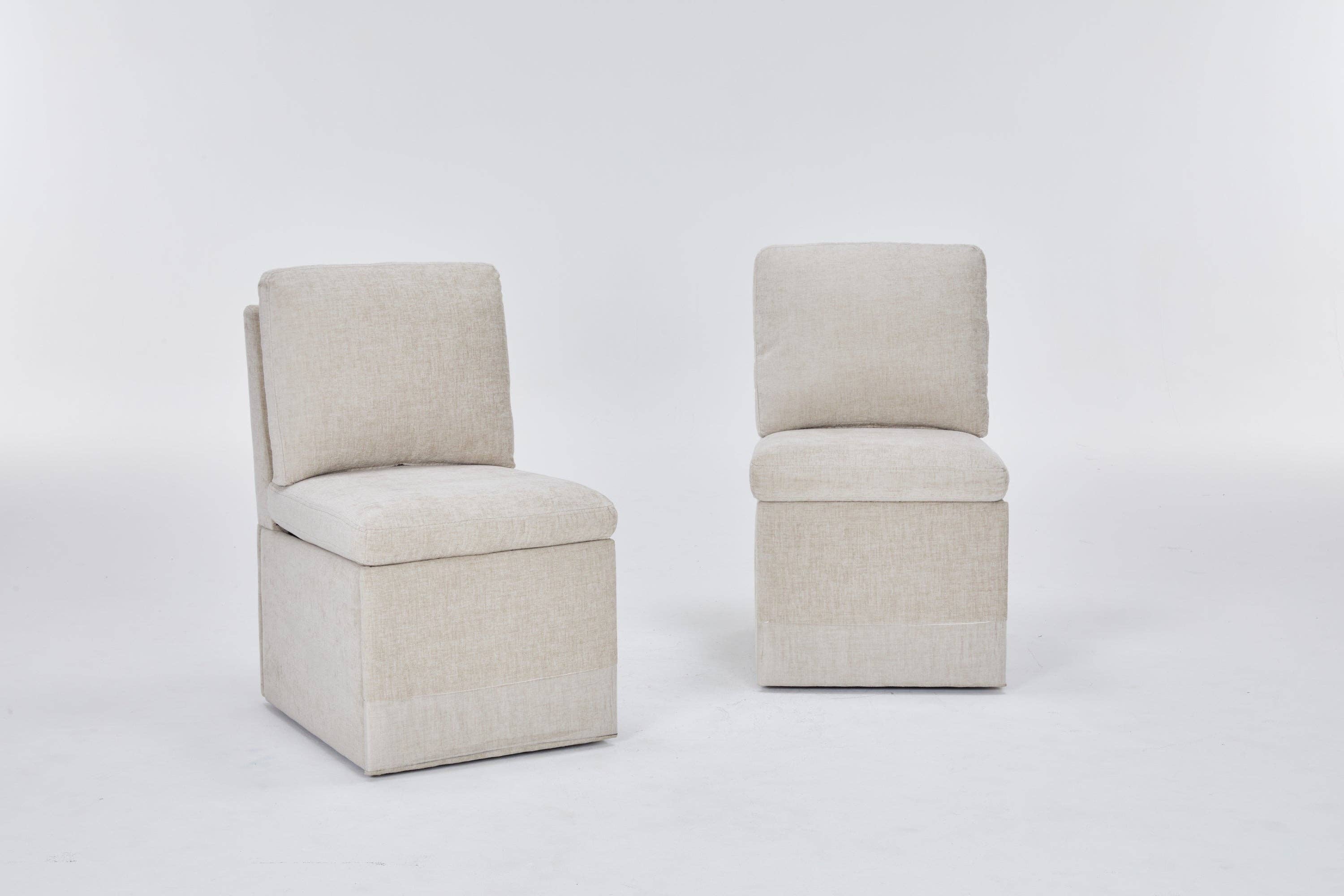 39F Inc. - Wholesale Chair - Set of 2 Linen Upholstered Storage Dining Chairs with Caster4