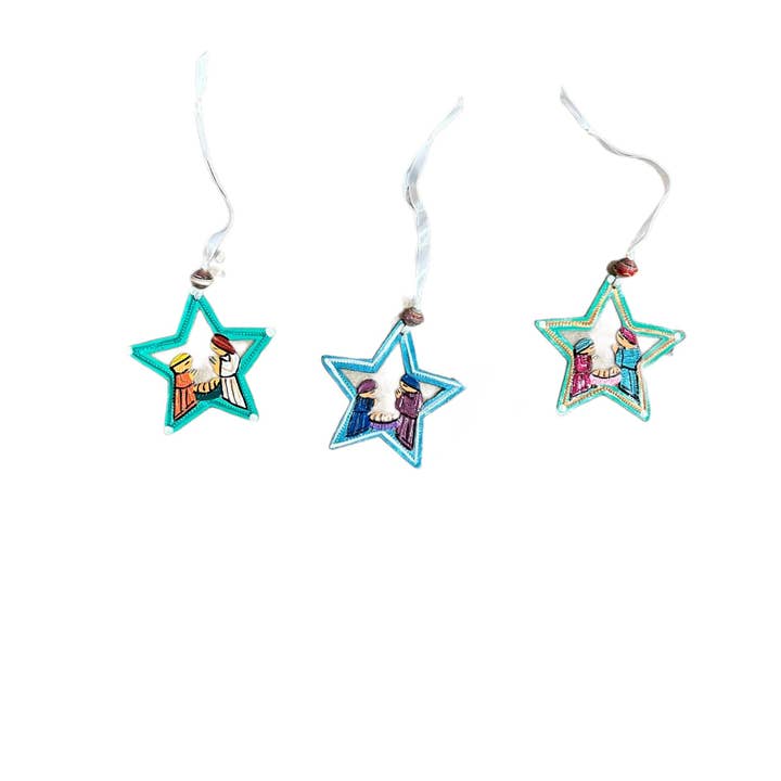 Painted Star Nativity Ornament for wholesale by Haiti Fair Trade- Papillon Marketplace