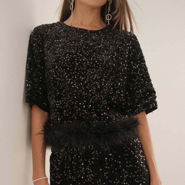 Sequined velvet shorts - SH1429 for wholesale by LUCCE