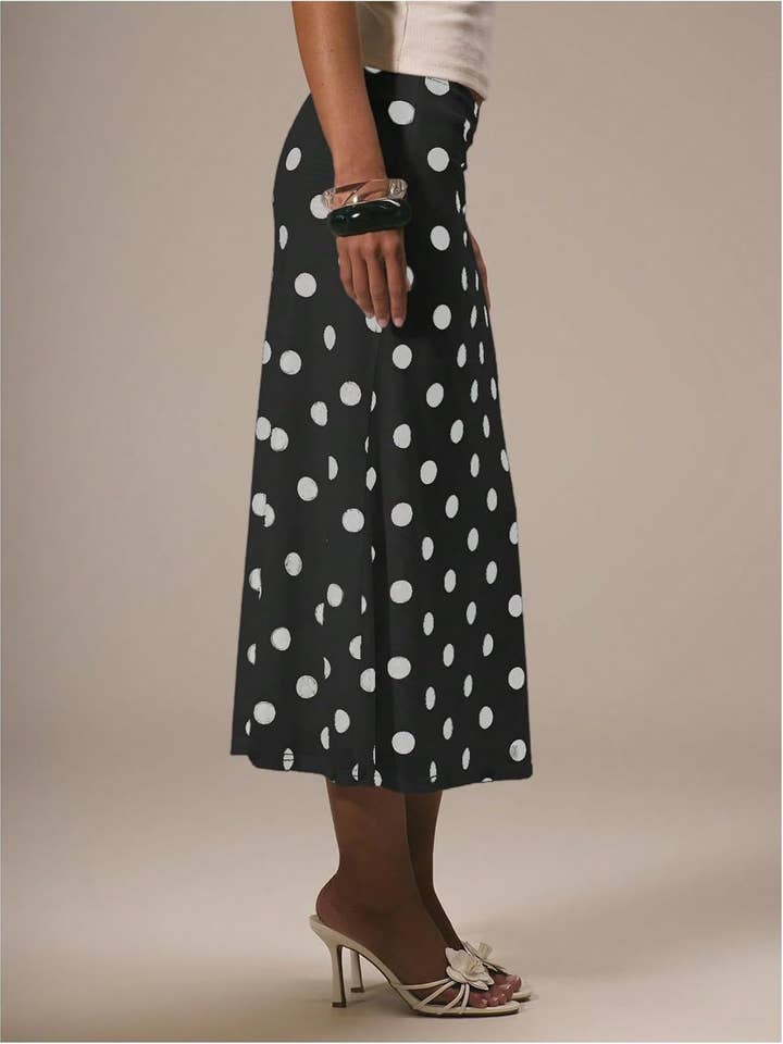 Rosa Clothing - Wholesale Skirt - Women's - French romance Polka Dots Midi skirt11