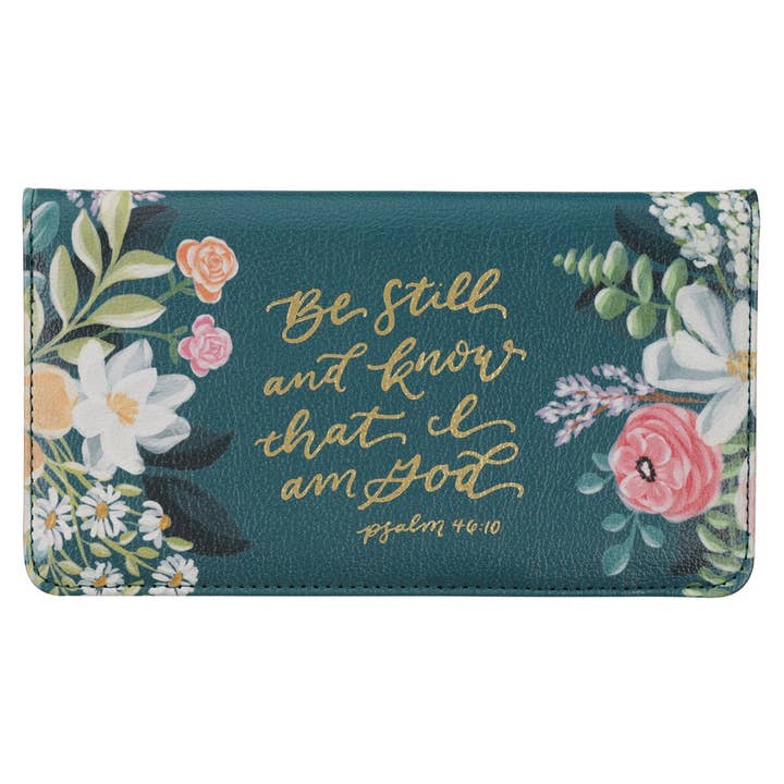 Checkbook Wallet Teal Be Still Ps. 46:10 for wholesale by Christian Art Gifts