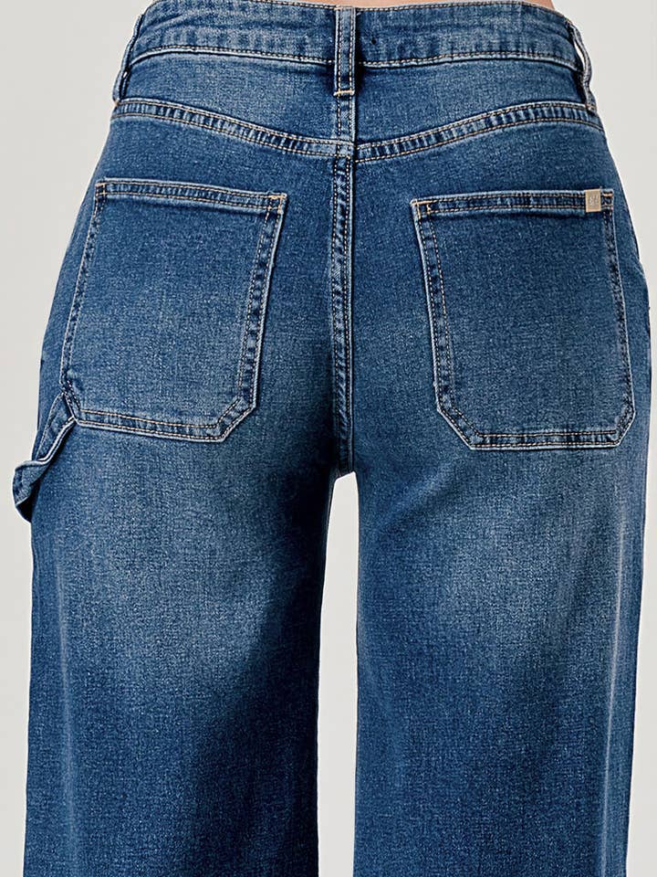 M5226HW - Dark Wash - High Rise Denim Wide Trousers for wholesale on Faire5