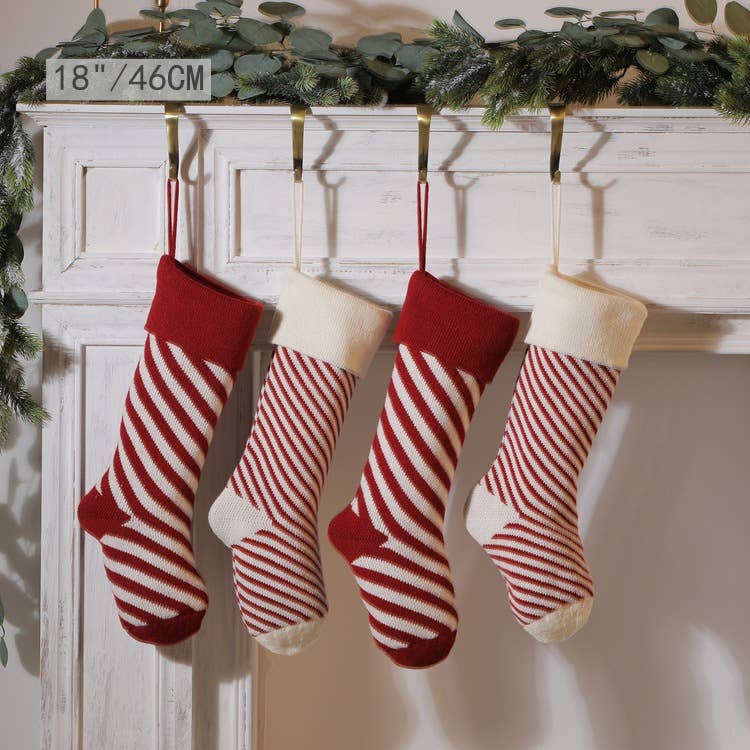 MKS America - Wholesale Holiday Stocking - Diagonal Stripes Christmas Stocking12