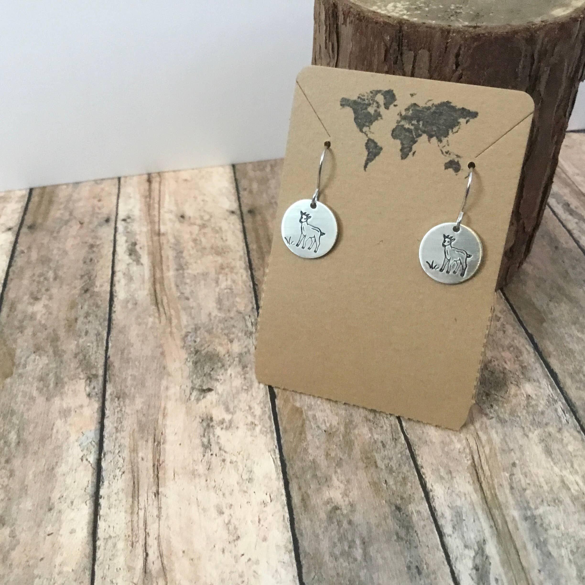 Jamie Haley Designs - Wholesale Dangle Earrings - Goat earrings, cute, small circular in silver color1