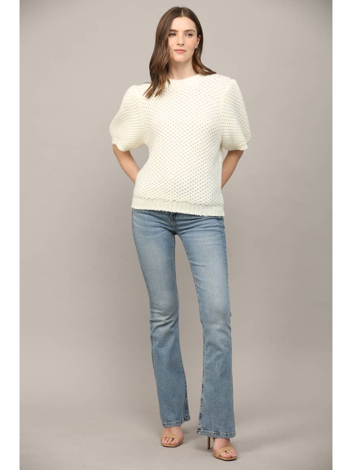 FATE - Vendita all'ingrosso Maglione tricot - Donna - MAGLIONE CORTO A PALLONCINO SLV A MAGLIA APERTA FW15348 6