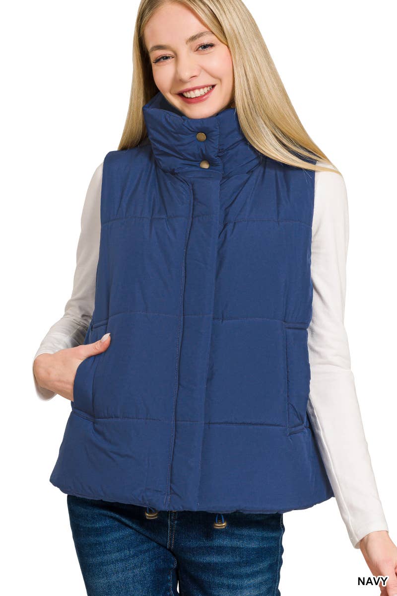 42POPS – Engroshandel Vest - Dame – 1015 Højhalset Puffer Vest med Lommer SI-281600